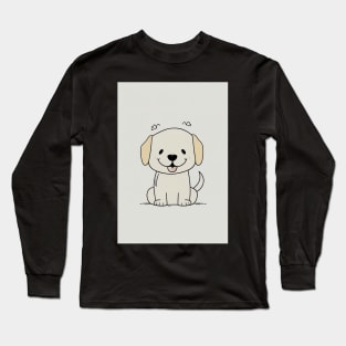 Super Cute Happy Dog Illustration Drawing Long Sleeve T-Shirt